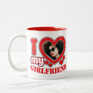 I Love My Girlfriend Personalized Photo Text Two-Tone Coffee Mug