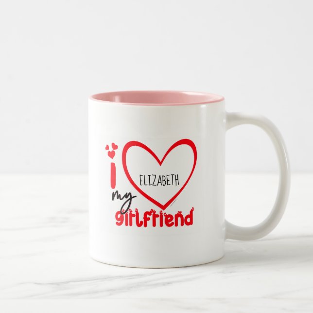 I Love My Girlfriend Photo Gift Classic Mug, 11 oz Two-Tone Coffee Mug (Right)
