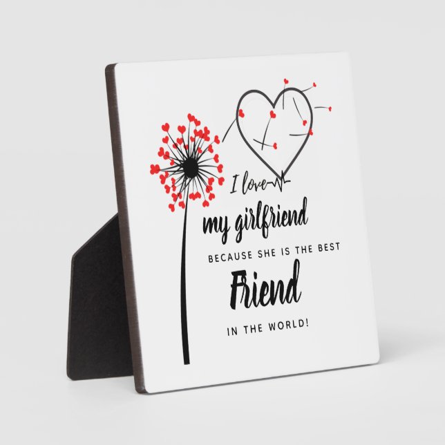 I Love My Girlfriend PHOTO Gift Personalised Heart Plaque (Front)