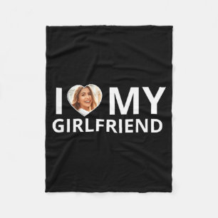 I Love My Girlfriend Photo Heart Funny Boyfriend T Fleece Blanket