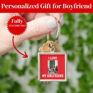 I Love My Girlfriend Photo Keychain Gift