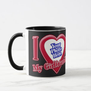 I Love My Girlfriend Photo Red Heart Black Mug