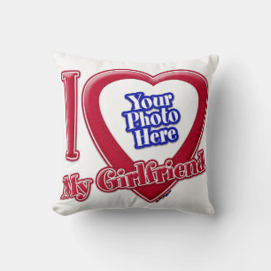 I Love My Girlfriend Photo Red Heart Cushion