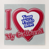 I Love My Girlfriend Photo Red Heart Grey