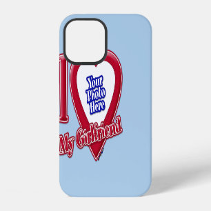 I Love My Girlfriend Photo Red Heart Light Blue iPhone 12 Case