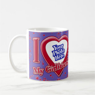 I Love My Girlfriend Photo Red Heart Navy Coffee Mug