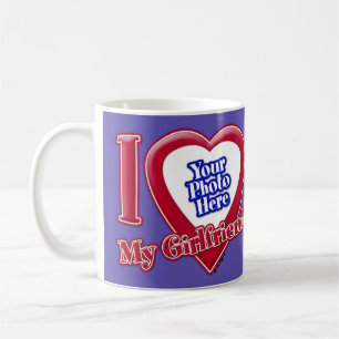 I Love My Girlfriend Photo Red Heart Purple Coffee Mug
