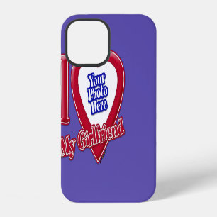 I Love My Girlfriend Photo Red Heart Purple iPhone 12 Case