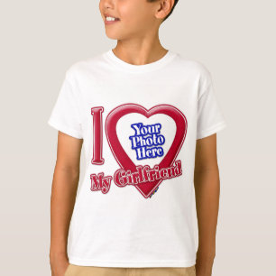 I Love My Girlfriend Photo Red Heart T-Shirt