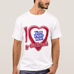 I Love My Girlfriend Photo Red Heart T-Shirt