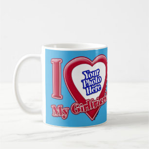 I Love My Girlfriend Photo Red Heart Teal Coffee Mug