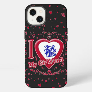 I Love My Girlfriend Photo Red Hearts Black iPhone 13 Case