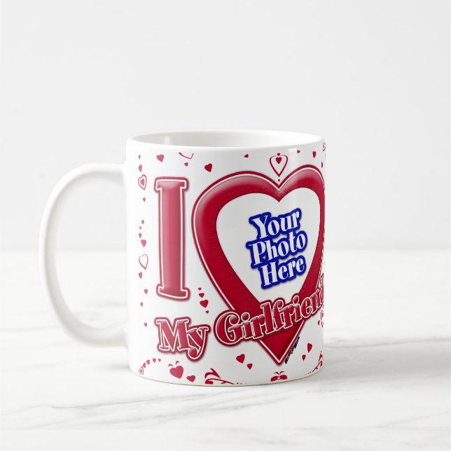 I Love My Girlfriend Photo Red Hearts Coffee Mug (Left)