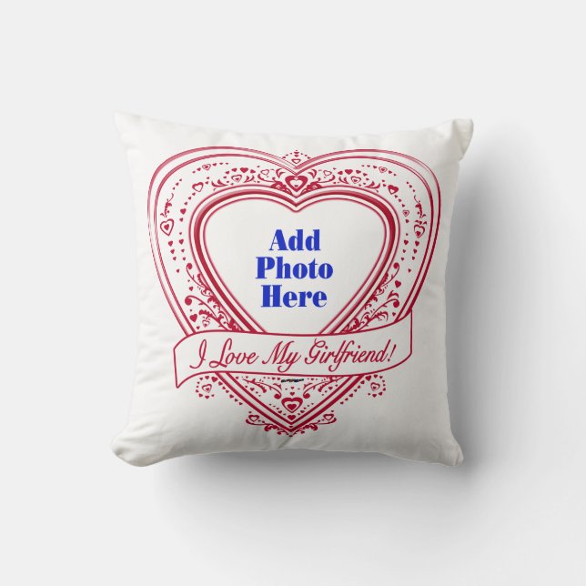 I Love My Girlfriend! Photo Red Hearts Cushion (Front)