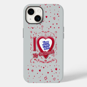 I Love My Girlfriend Photo Red Hearts Grey iPhone 14 Case