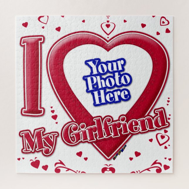 I Love My Girlfriend Photo Red Hearts Jigsaw Puzzle (Vertical)