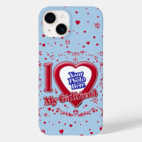 I Love My Girlfriend Photo Red Hearts Light Blue