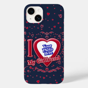 I Love My Girlfriend Photo Red Hearts Navy Case-Mate iPhone 14 Case