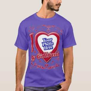 I Love My Girlfriend Photo Red Hearts Purple T-Shirt