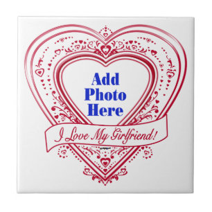 I Love My Girlfriend! Photo Red Hearts Tile
