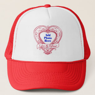 I Love My Girlfriend! Photo Red Hearts Trucker Hat