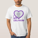 I Love My Girlfriend Photo T-Shirt<br><div class="desc">Create your own purple I Love My Girlfriend Photo Text T-Shirt with this modern and funny purple shirt template featuring a cool sans serif font and girlfriend photo into a huge purple heart. Add your own photo, your name or any personalised text. Make your own unique gift for your boyfriend...</div>