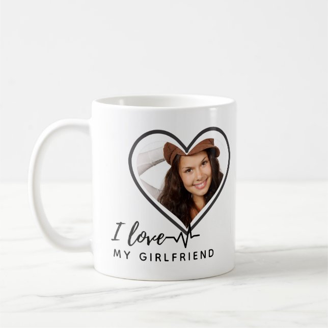 I Love My Girlfriend PHOTO TEXT Personalised Gift Coffee Mug (Left)