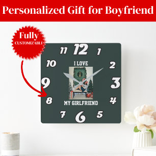 I Love My Girlfriend Photo Wall Clock Gift