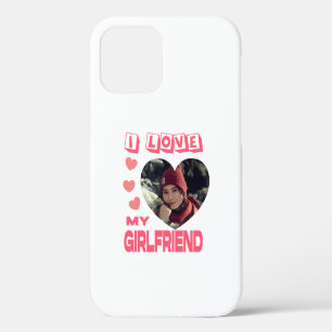 I Love My Girlfriend Pink Heart Custom Photo iPhone 12 Case