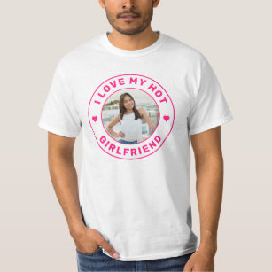 I Love My Girlfriend Pink Personalised Photo T-Shirt