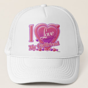 I Love My Girlfriend pink/purple - hearts Trucker Hat