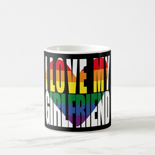 I Love My Girlfriend Rainbow Heart Coffee Mug (Center)