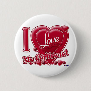 I Love My Girlfriend red - heart 6 Cm Round Badge