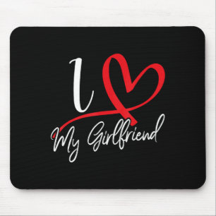 I Love My Girlfriend Red Heart Couples Valentines Mouse Pad