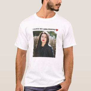 I Love My Girlfriend Red Heart Custom Photo T-Shirt