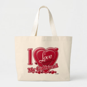 I Love My Girlfriend red - heart Large Tote Bag