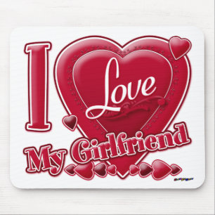 I Love My Girlfriend red - heart Mouse Pad