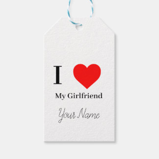 I love My Girlfriend & Red Heart Personalised  Gift Tags