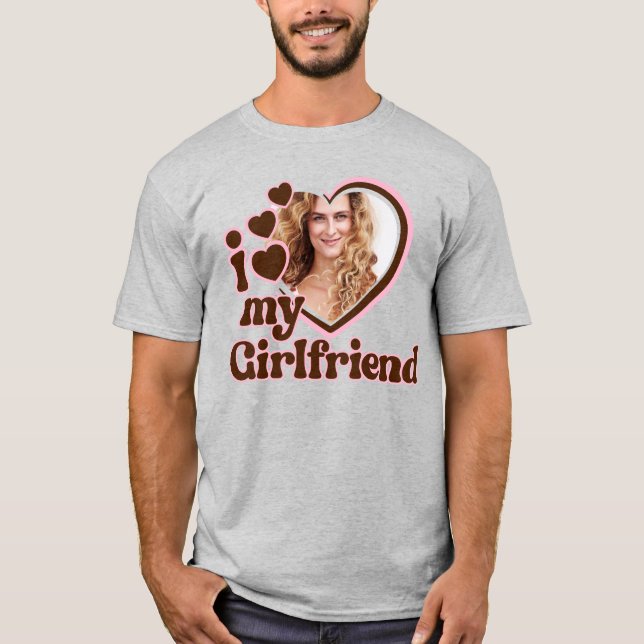 I Love My Girlfriend Retro Photo T-Shirt (Front)