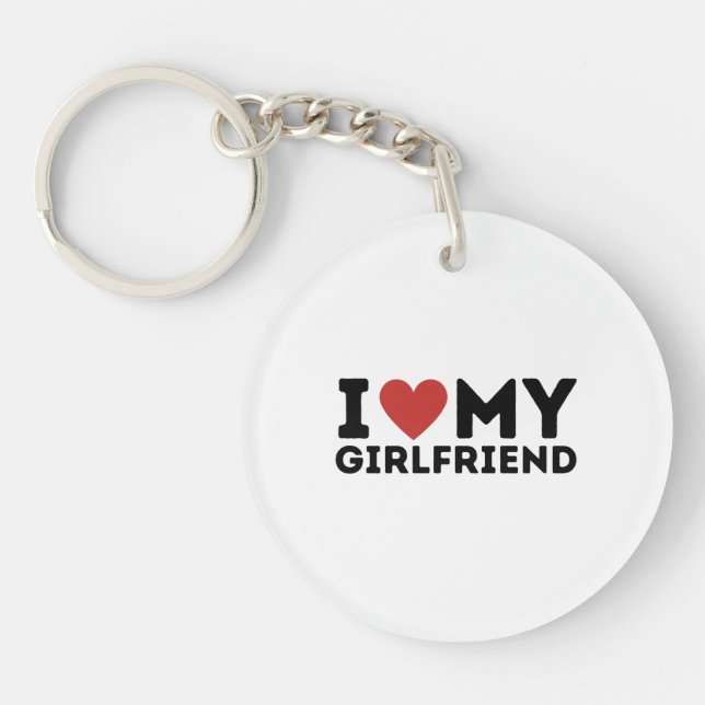 I Love My Girlfriend Shirt Key Ring (Front)