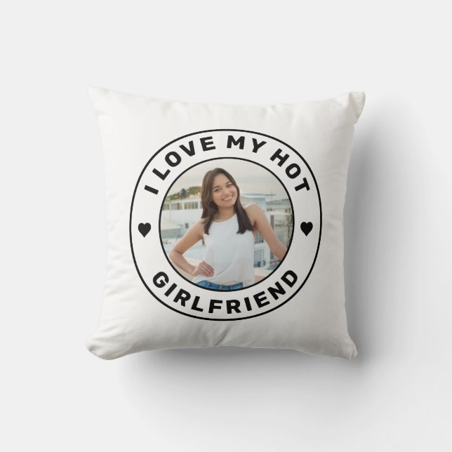 I Love My Girlfriend Simple Personalised Photo Cushion (Front)