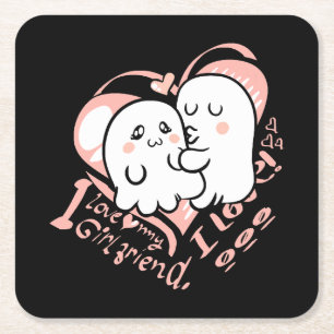 i love my girlfriend square paper coaster