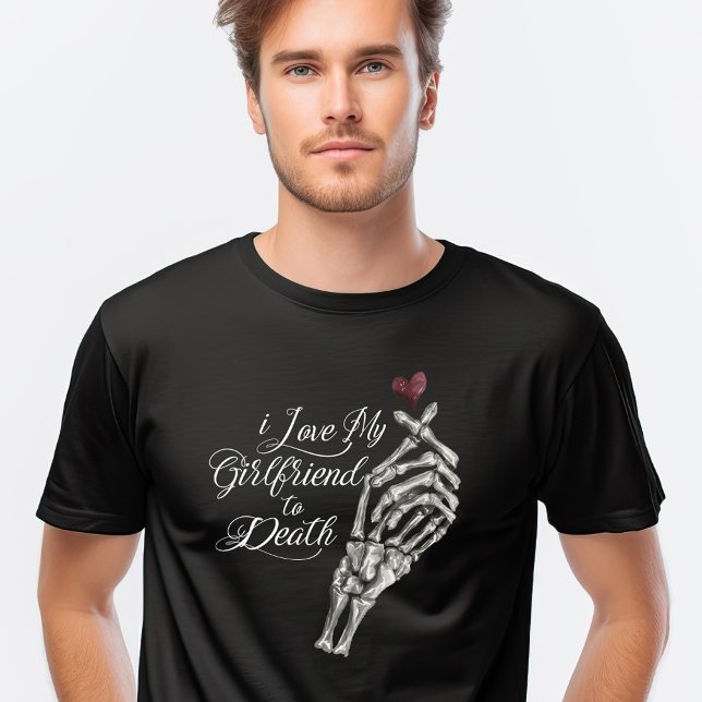 I Love My Girlfriend to Death Skeleton Hand Heart Tri-Blend Shirt (I Love My Girlfriend to Death Skeleton Hand Heart T-Shirt)