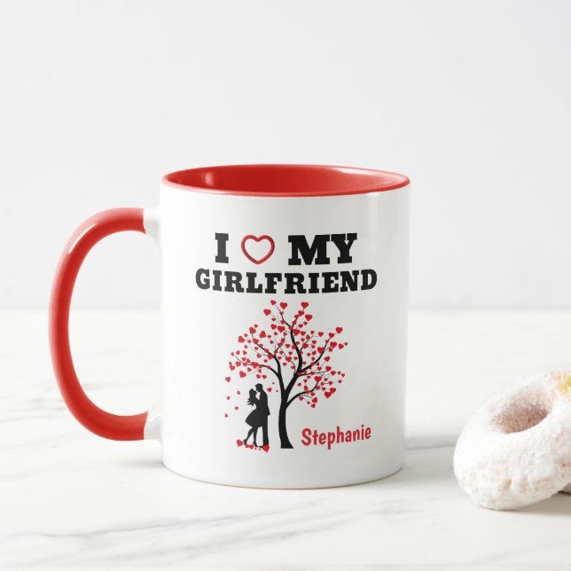 I Love my Girlfriend two-tone Mug (With Donut)