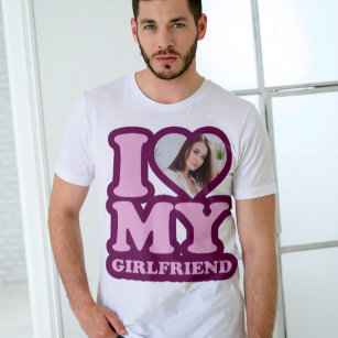 I Love My Girlfriend With Custom Photo T-Shirt