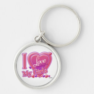 I Love My Girls pink/purple - heart Key Ring