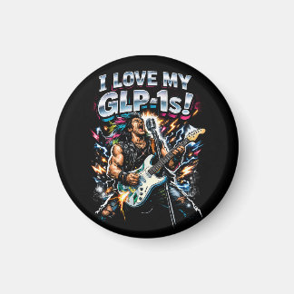 I Love My GLP-1s Rock Guitarist Neon Graphic Magnet