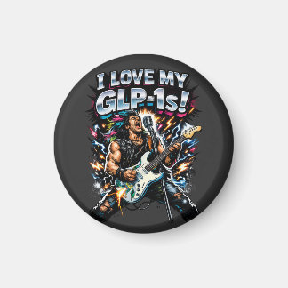 I Love My GLP-1s Rock Guitarist Neon Graphic Magnet