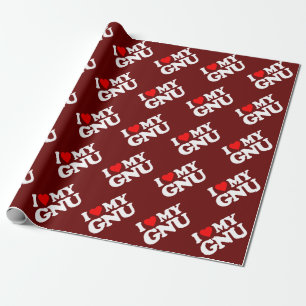 I LOVE MY GNU WRAPPING PAPER