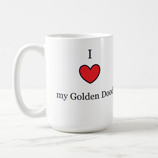 I Love My Golden Doodle, Red Heart Coffee Mug (Left)